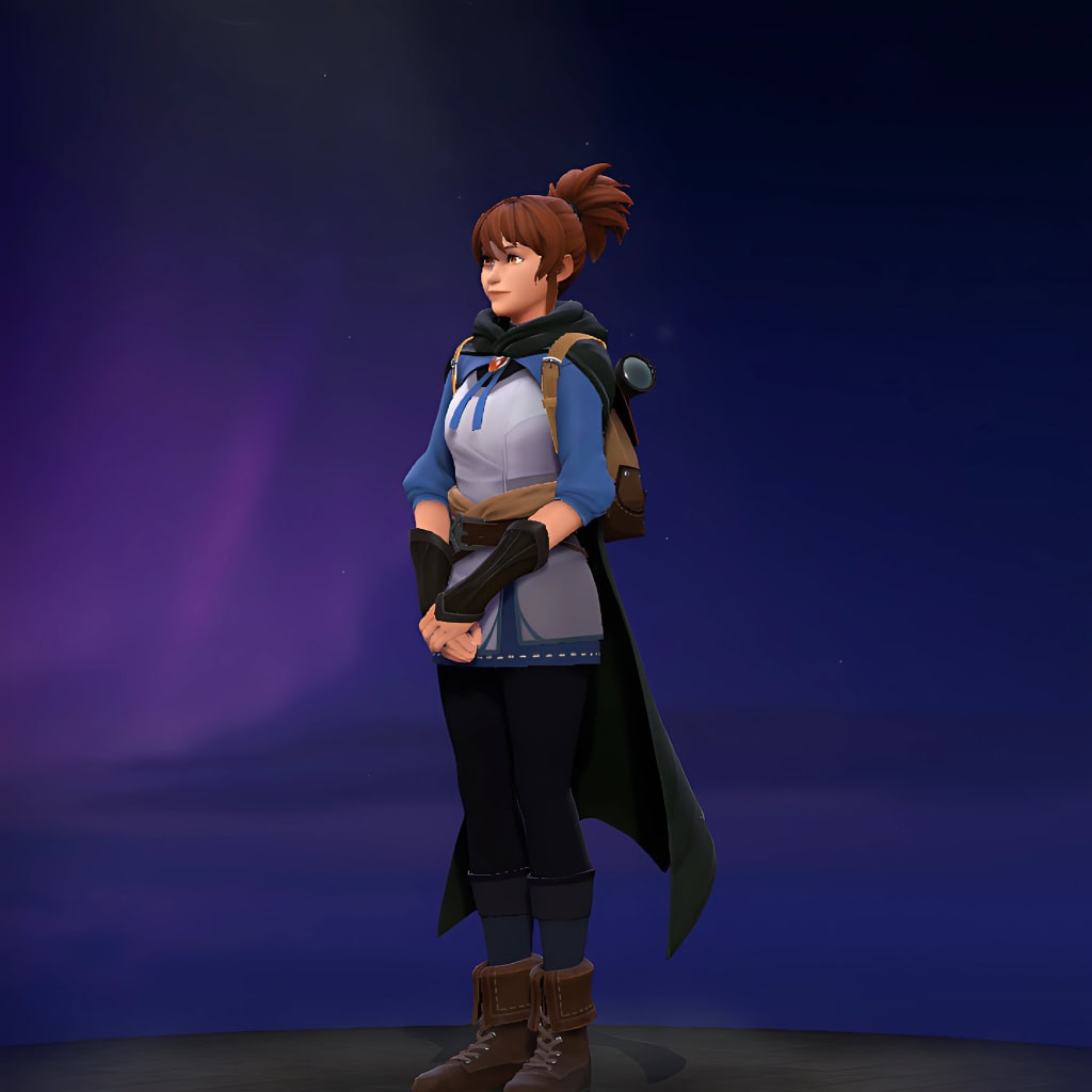 The default skin of Marci, shown for comparison with the BRIGHTFIST set. This highlights the transformation from her standard appearance to the vibrant, armored hero with glowing gauntlets, stylized pink hair, and radiant effects.
