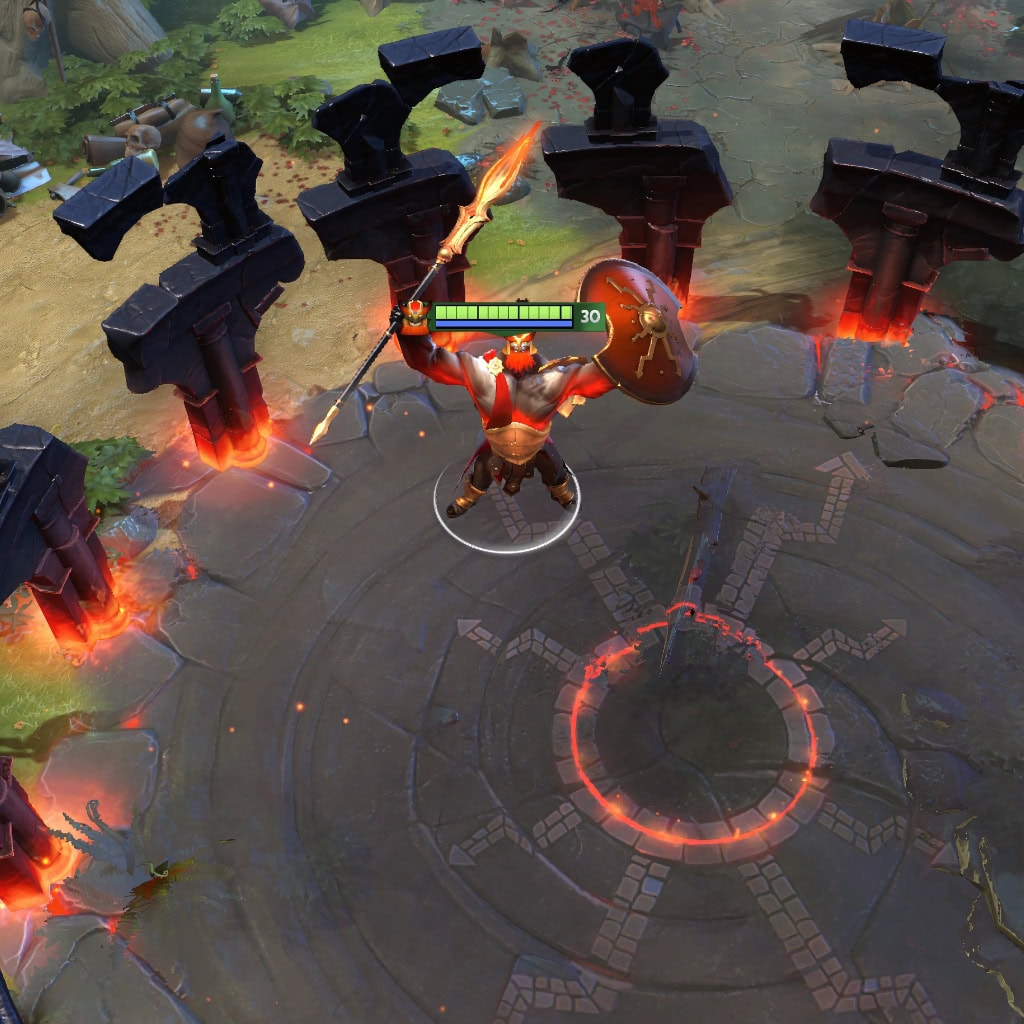 Gameplay screenshot of Mars's default skin, for comparison with the Forsworn Legacy set from the TI10 Collector's Cache.