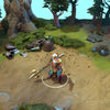 Monkey King shown in-game wearing the Riptide Raider set. The formidable golden Trident of the Sunken Kingdom, ornate coral-like crown, long flowing white beard, and ocean-influenced scaled armor with finned bracers and a tattered kilt are clearly visible, showcasing the set's full powerful oceanic theme.