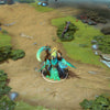 Necrophos shown in-game wearing the Fowl Omen set. The striking avian death-mask, ethereal teal plumage, glowing nature-infused scythe, and ornate wooden accents are clearly visible, showcasing the set's full impact during gameplay.