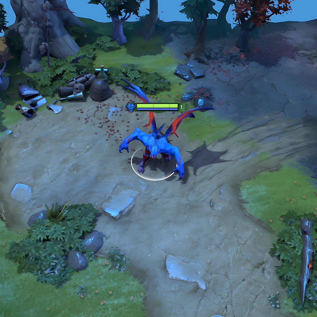 Gameplay screenshot of Night Stalker's default skin, for comparison with the Origin of the Dark Oath set from the TI10 Collector's Cache.