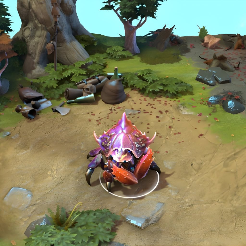 Nyx Assassin shown in-game wearing the Chitinous Stalker set. The massive pincer claws, hulking crustacean carapace, deep crimson exoskeleton, and unique barnacle-studded abyssal texture are clearly visible, showcasing the set's full intimidating presence.