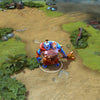 A gameplay screenshot of Ogre Magi's default model in Dota 2. This serves as a baseline to contrast with the enhanced in-game visuals, unique dual-headed form, and playful patchwork aesthetic of the Pyrexae Polymorph Perfected cosmetic set.