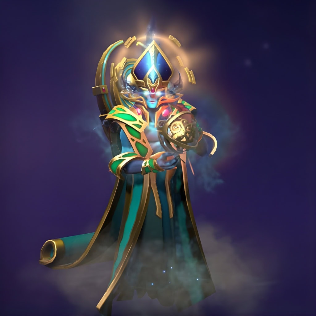 Dota 2 Immortal item, Sagas of the Cymurrin Sage, is a magnificent, star-forged helmet for Oracle that radiates with cosmic energy.