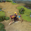 Pangolier shown in-game wearing the Tales of the Windward Rogue set. The ornate pirate captain's attire, grand tricorn hat, crimson swashbuckler's blade, gleaming golden accents, and loyal avian first mate are clearly visible, showcasing the set's full impact.