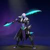 The default appearance of Phantom Assassin's Asan Persona, shown for comparison with the Reaper of the Waning Veil set. This highlights the transformation into a wraith-like figure with detailed vestments and a grand, glowing crescent scythe.