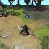 Phantom Assassin in-game wearing the Creeping Shadow from The International 2016 Collector's Cache. The dark hooded attire, gold trim, masked face with glowing eyes, and custom shiny daggers are visible, showcasing its full impact.