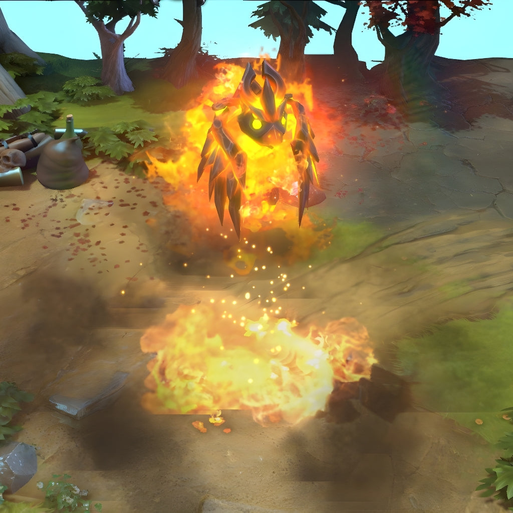 In-game view of the custom Supernova ultimate from Phoenix's "Ire of Molten Rebirth" set. The ultimate ability is transformed into a spectacular crystalline egg, which appears as a molten sun pulsing with immense inner fire on the battlefield.