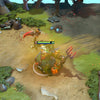 Gameplay screenshot showcasing the Mindless Slaughter set for Pudge from The International 10 Collector's Cache, highlighting his scarecrow model, sinister tools, and eerie jack-o'-lanterns in action.