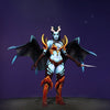 The default skin of Queen of Pain, shown for comparison with the Exquisite Agonies set. This highlights the transformation into a vision of deadly opulence with a new Venetian-inspired gown, wings, and horn headdress.