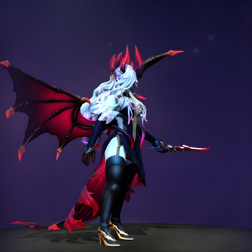 Queen of Pain's "Exquisite Agonies" set from the Crownfall 2024 Collector's Cache. This Venetian-inspired cosmetic transforms Akasha into a vision of deadly opulence, featuring a symphony of rich reds and deep blues, large demonic wings, and a unique horn headdress.