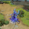 Razor shown in-game wearing the Test of the Basilisk Lord set. The dark ornate armor crackling with vivid blue electrical energy, the imposing basilisk helm, serpentine electrical whip, and prominent snake head ornaments on his lower robes are clearly visible, showcasing the set's full impact during gameplay.