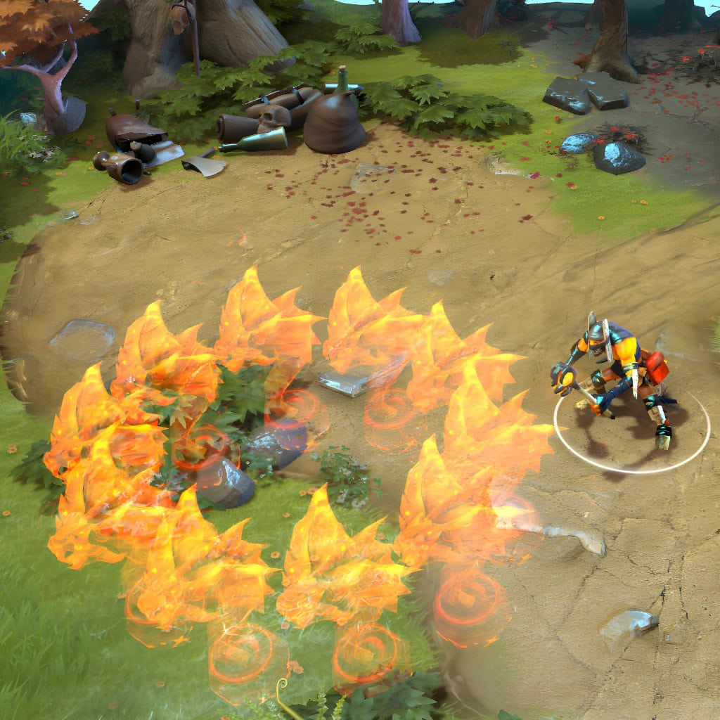 A gameplay screenshot of Shadow Shaman's default model in Dota 2. This serves as a baseline to contrast with the vibrant bioluminescent fungal aesthetic and custom effects of the Endowments of the Lucent Canopy cosmetic set.