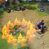 Shadow Shaman shown in-game wearing the Red Sands Marauder set. The fiery serpent dragon wards, horned turban, glowing eyes, and arcane smoke from the back-piece are clearly visible, showcasing the set's full impact during gameplay.