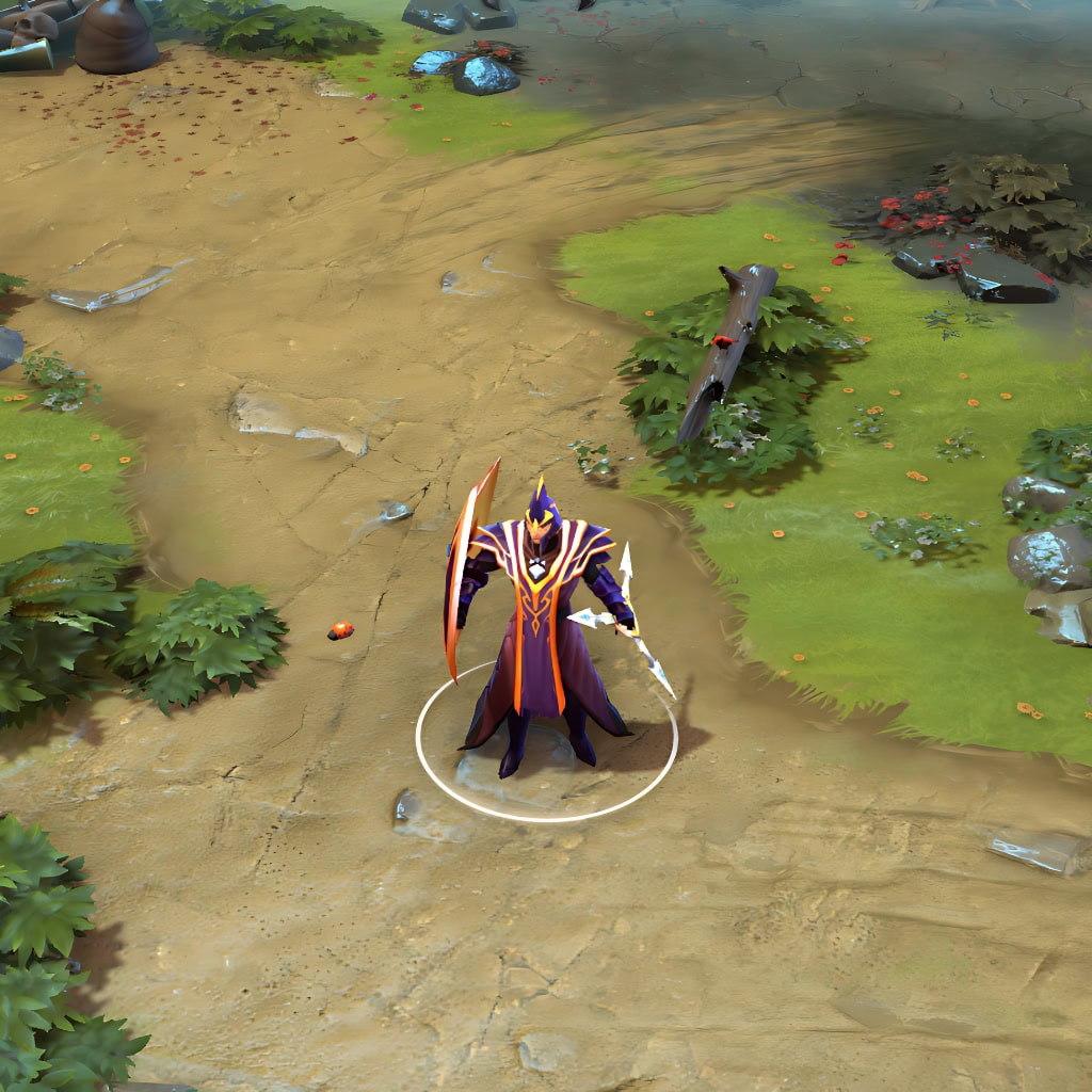 A gameplay screenshot of Silencer's default model in Dota 2. This serves as a baseline to contrast with the enhanced in-game visuals, imposing scholarly silhouette, and ethereal glowing effects of the Grand Suppressor cosmetic set, especially the unique candle-lit pauldrons.