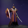 The default skin of Silencer, shown for comparison with the Grand Suppressor set. This highlights the transformation from his standard arcane attire to a regal magister with luminous blue candles on his pauldrons, glowing gems, a majestic beard under a custom hood, and a unique golden glaive and grimoire.
