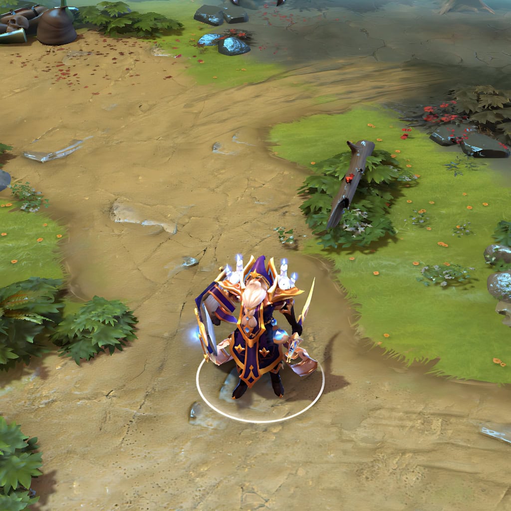 Silencer shown in-game wearing the Grand Suppressor set. The deep purple robes, ornate golden armor with glowing blue gems, and custom hood framing a majestic white beard are clearly visible. The unique candle-lit pauldrons, curved golden glaive, and shield-like grimoire showcase the set's full impact and scholarly power.