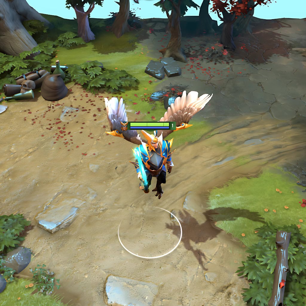 A gameplay screenshot of Skywrath Mage's default model in Dota 2. This serves as a baseline to contrast with the enhanced in-game visuals and spell effects of the Secrets of the Celestial cosmetic set.