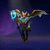 The default skin of Skywrath Mage, shown for comparison with the Eyriebound Imperator set. This highlights the complete transformation into a formidable sovereign with a menacing halberd and an aggressive, commanding presence.