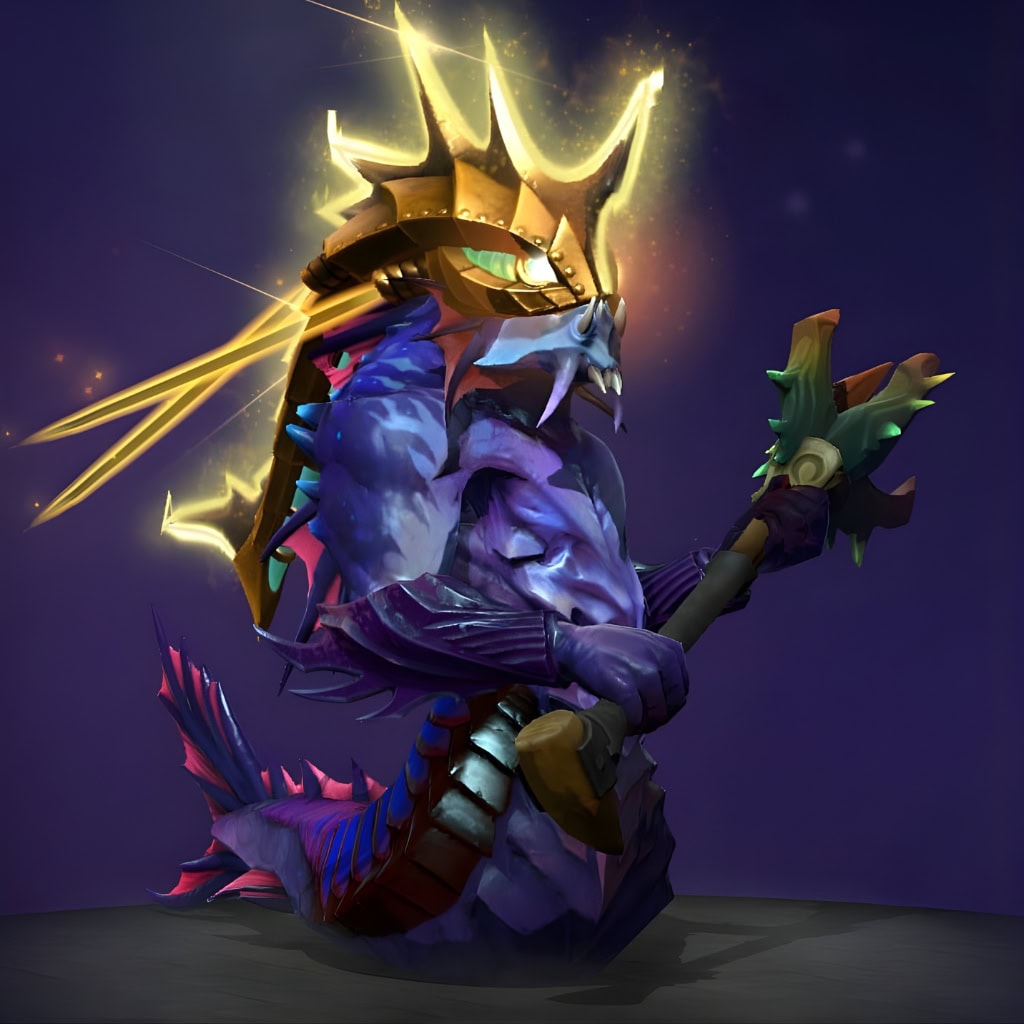 Dota 2 Immortal item, Golden Fin of the First Spear, is a coveted golden headpiece for Slardar that glows with a constant, radiant aura.