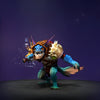 The default skin of Slark, shown for comparison with the Appetites of the Lizard King set. This highlights the stunning visual metamorphosis with a magnificent feathered headdress, ornate golden pauldrons, vibrant blue reptilian scales, a crocodilian visage, and a uniquely designed, tooth-edged blade.