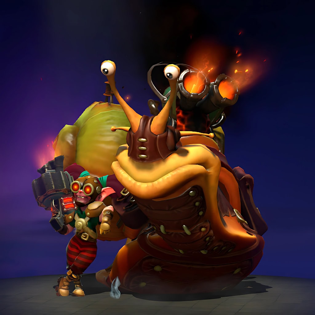 This limited-edition Snapfire "Snailfire" skin from Dota 2's Summer 2023 Collector's Cache transforms Beatrix and Mortimer into a fiery spectacle. Mortimer is a heavily-armored gastropod with fiery exhaust and custom gear. Snapfire wears unique goggles and a redesigned cannon, perfectly complementing her snail mount.