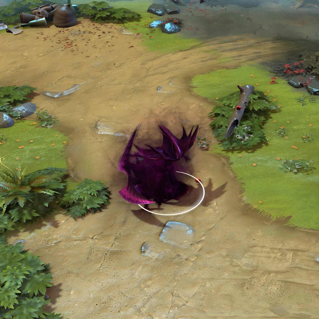 A gameplay screenshot of Spectre's default model in Dota 2. This serves as a baseline to contrast with the stunning visual transformation, glowing violet energy, and meticulously crafted animations of the Crescent Huntress cosmetic set, enhancing every Spectral Dagger and Haunt.