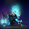 The default skin of Spirit Breaker, shown for comparison with the Taurid Twilight set. This highlights the transformation into a celestial form with marbled armor, a soul-fire mane, and a glowing crystalline mace.