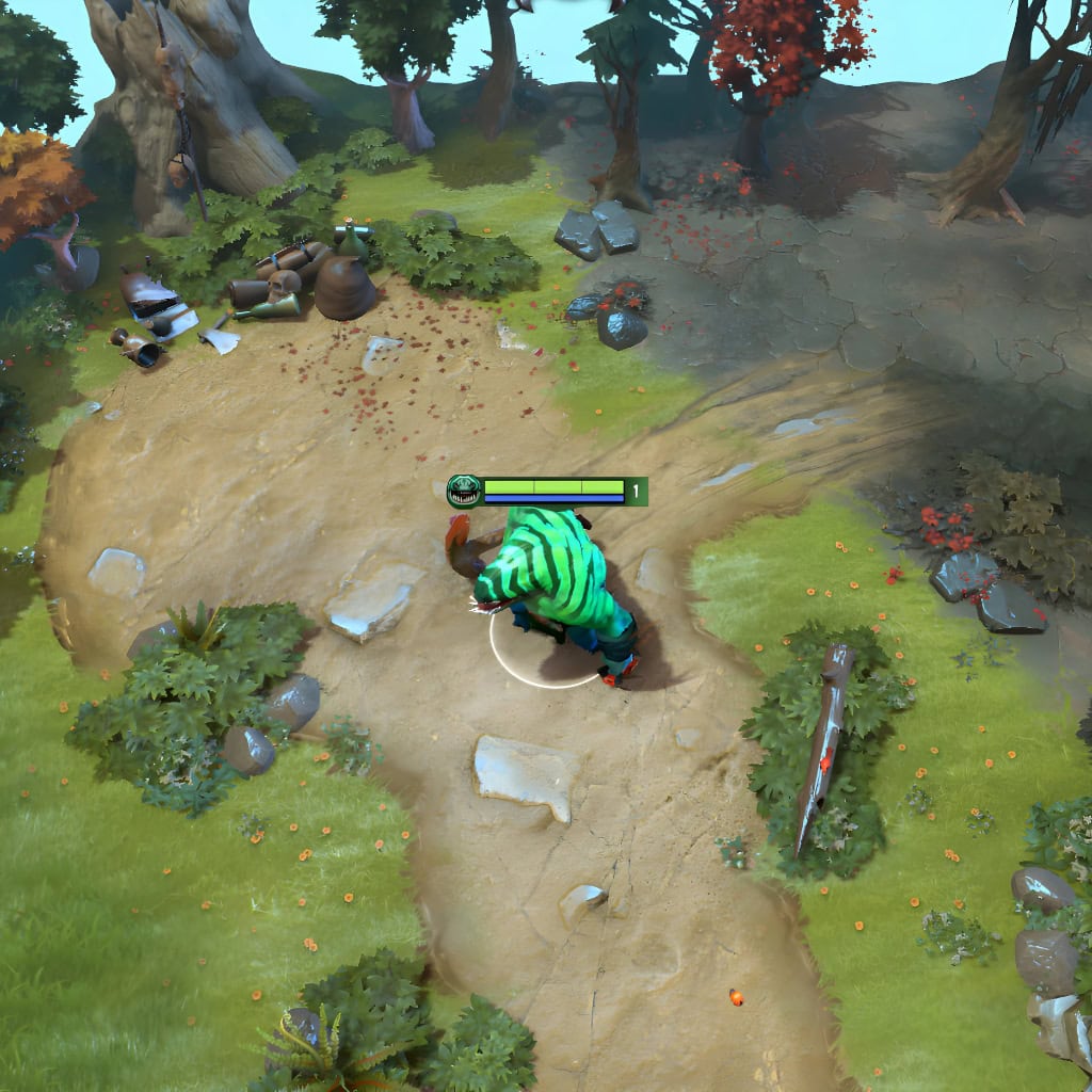 Gameplay screenshot of Tidehunter's default skin, for comparison with the Horror from the Deep set from the TI10 Collector's Cache II.