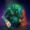 Image of the Horror from the Deep cosmetic set for Tidehunter, from The International 10 Collector's Cache II in Dota 2, featuring a Cthulhu-inspired head with glowing blue eyes, a vicious fish weapon, an ancient stone anchor, and a kraken carapace back piece.