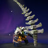 Image of the Ancient Inheritance cosmetic set for Tiny, from The International 10 Collector's Cache in Dota 2, featuring Tiny's form erupting with a molten gold and orange fiery core, ancient weathered rock textures with overgrown green moss, intensely glowing blue eyes, and formidable bone-like structures.