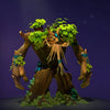 The default skin of Treant Protector, shown for comparison with the Grudges of the Gallows Tree set. This highlights the transformation from a benevolent tree giant to a dark woodland horror with a spectral green core, eerie energy hands, and a haunted gallows/treehouse on his back.