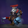 The default skin of Tusk, shown for comparison with the Distinguished Expeditionary set. This highlights the transformation into a renowned adventurer with classic explorer's headwear, goggles, a rugged khaki jacket, ornate power gauntlets, and a unique custom totemic Frozen Sigil.
