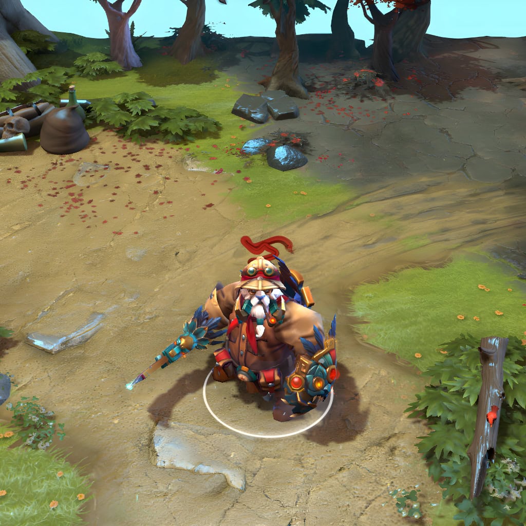 Tusk shown in-game wearing the Distinguished Expeditionary set. The classic expedition hat, scholarly spectacles, rugged adventurer's garb, ornate power gauntlets, and breathtaking custom totemic Frozen Sigil are clearly visible, showcasing the set's full impact.