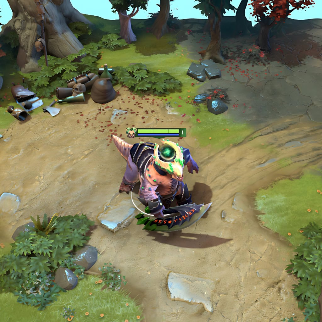Gameplay screenshot of Underlord's default skin, for comparison with the Ravenous Abyss set from the TI10 Collector's Cache.