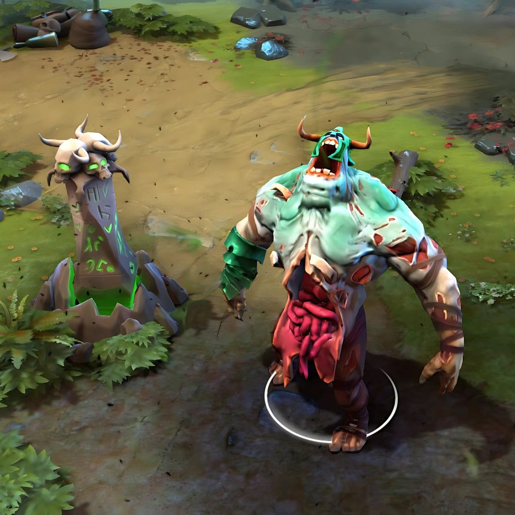 The default Flesh Golem ultimate form of Undying, shown for comparison. This serves as a baseline to contrast with the custom, crystal-and-chain Golem transformation included in the Forlorn Descent cosmetic set.
