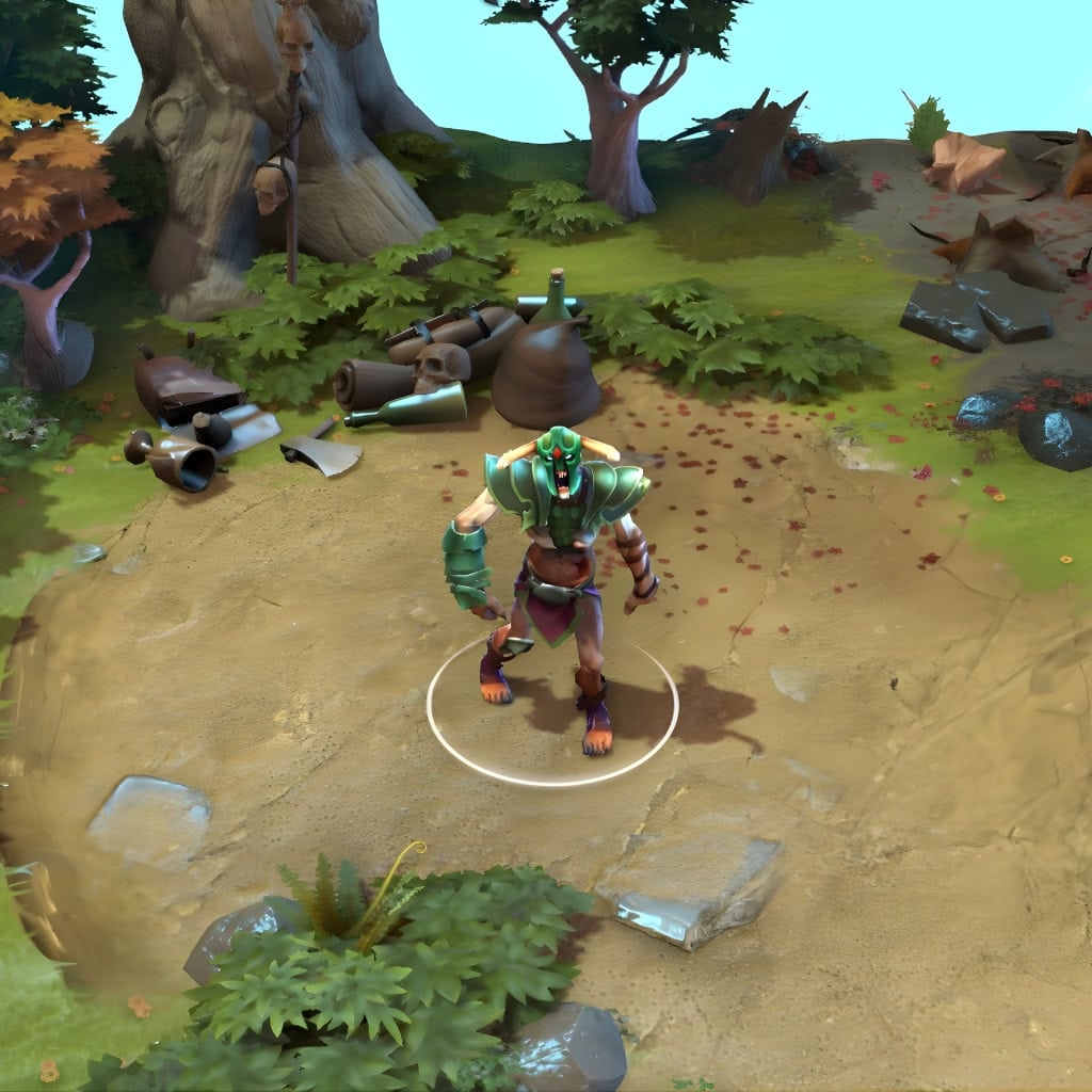 A gameplay screenshot of Undying's default model in Dota 2. This serves as a baseline to contrast with the dramatically unique visual force and custom Flesh Golem ultimate of the Seablight Procession cosmetic set.