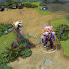 Undying shown in-game wearing the Dirge Amplifier set. He features a grotesque floating brain in a supercharged glass vat, feeding purple energy into crackling Tesla coils, a dilapidated purple lab coat, and a brutal saw-toothed gauntlet, showcasing the set's full horrifying mad science impact.