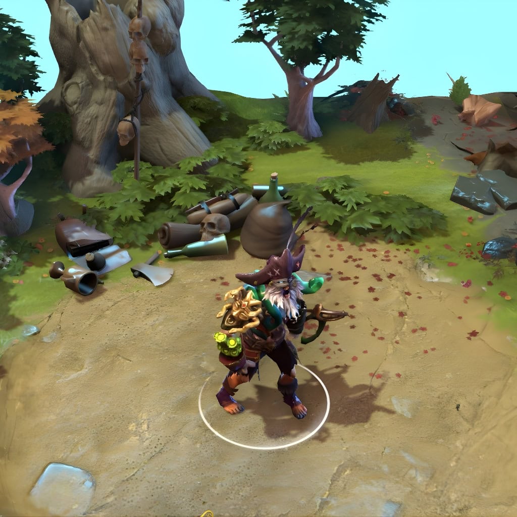 Undying shown in-game wearing the Seablight Procession set. The waterlogged tricorne, abyssal octopus backpiece, iconic golden Medusa shoulder, and other cursed artifacts are visible, showcasing the set's full nautical nightmare theme and custom Flesh Golem ultimate.