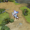 Vengeful Spirit shown in-game wearing the Vision of the Seraph Scion Style 2 (Light) set. The pristine white and light blue fabrics, soft pink hair, and radiant multi-layered wings are clearly visible, showcasing the set's full celestial impact during gameplay.