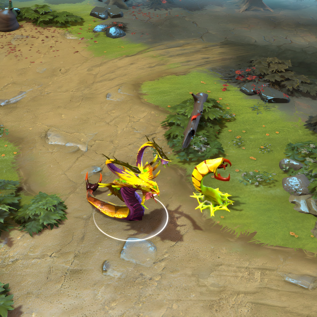 A gameplay screenshot of Venomancer's default model in Dota 2. This serves as a baseline to contrast with the enhanced in-game visuals, terrifying botanical aesthetic, and unique carnivorous Plague Wards of the Verdant Predator cosmetic set.