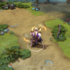 Void Spirit shown in-game wearing the Umbral Expanse set. His deep purple form, luminous eyes, golden pauldrons, and magnificent crescent twin blades with cosmic particles are clearly visible, showcasing the set's full impact.