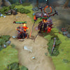 Gameplay screenshot showcasing the Beholden of the Banished Ones set for Warlock from The International 10 Collector's Cache, highlighting his custom ultimate summoning a four-armed Demonic Samurai Golem.