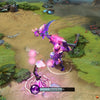Witch Doctor shown in-game wearing the Deathstitch Shaman set. He features a terrifying scarecrow aesthetic with a haunting mask and glowing pink lenses. His custom Death Ward ultimate appears as a gnarled wooden effigy with exposed bones, pulsating with vibrant pink and purple arcane energy, topped by a luminous floating skull and ethereal flame orbs, showcasing the set's full impact.