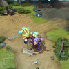 Witch Doctor shown in-game wearing the Footfalls of the Sporefathers set. The glowing blue mushrooms, spirit companions, tattered purple robes, and solemn wooden mask are clearly visible, showcasing the set's full deep-forest mystic impact.