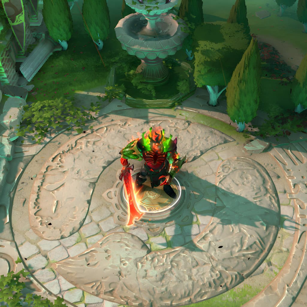 Dota 2 map with a sickly green Pestilence weather effect, creating an ominous atmosphere with a hero.